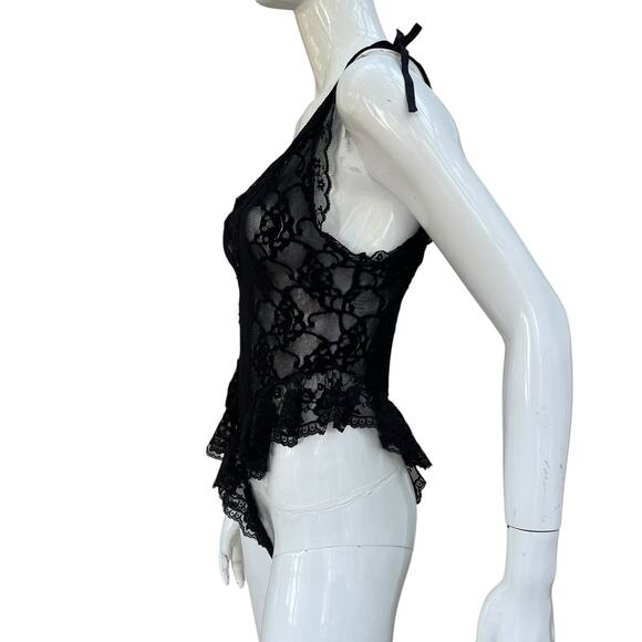 Vintage 80’s 90’s Black Lace Teddy One Piece Bodysuit Lingerie Small Hi-Cut - Picture 6 of 10